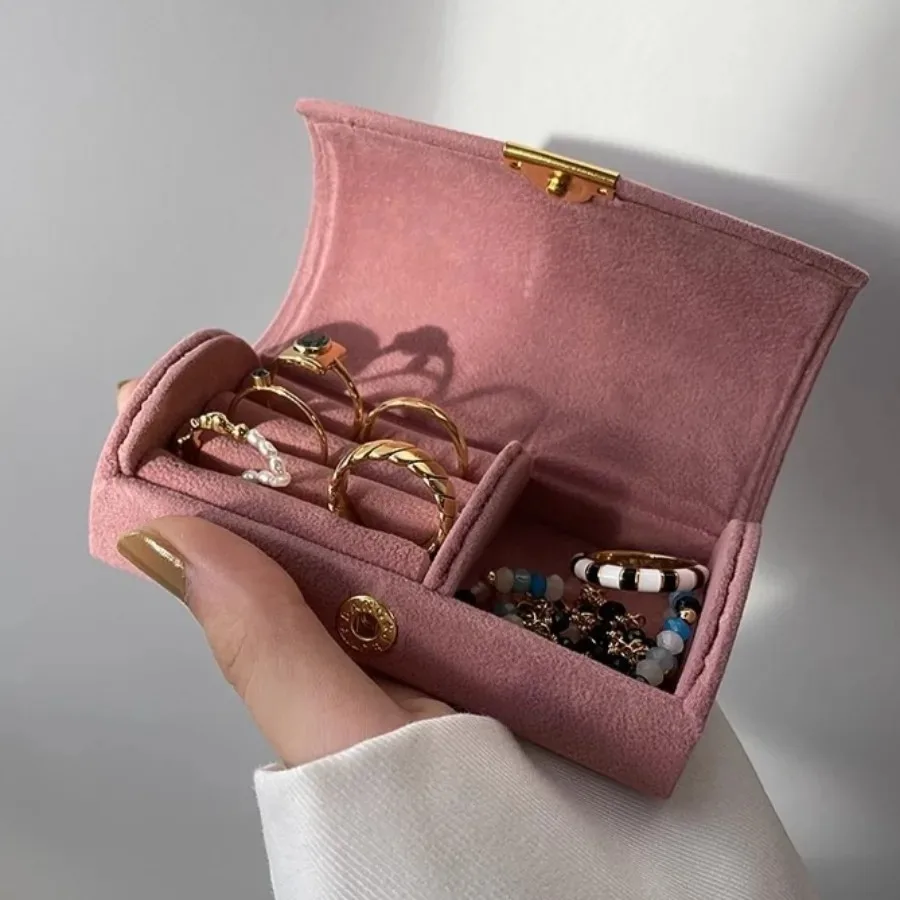 Portable Velvet Jewelry Storage Box for Rings Earrings Necklace Gift Case Jewelry Display Container Organizer for Women Girls