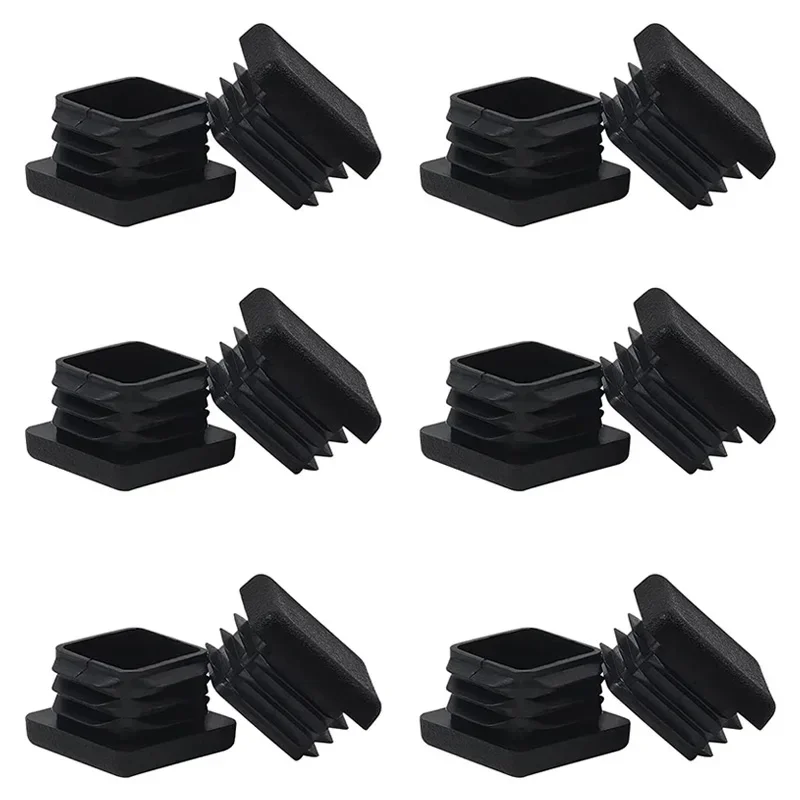 

10Pcs Plastic Square Tubing End Black Pipe Tube Durable Fence Post Tube Cover Table Chair Glide Insert Finishing Plugs