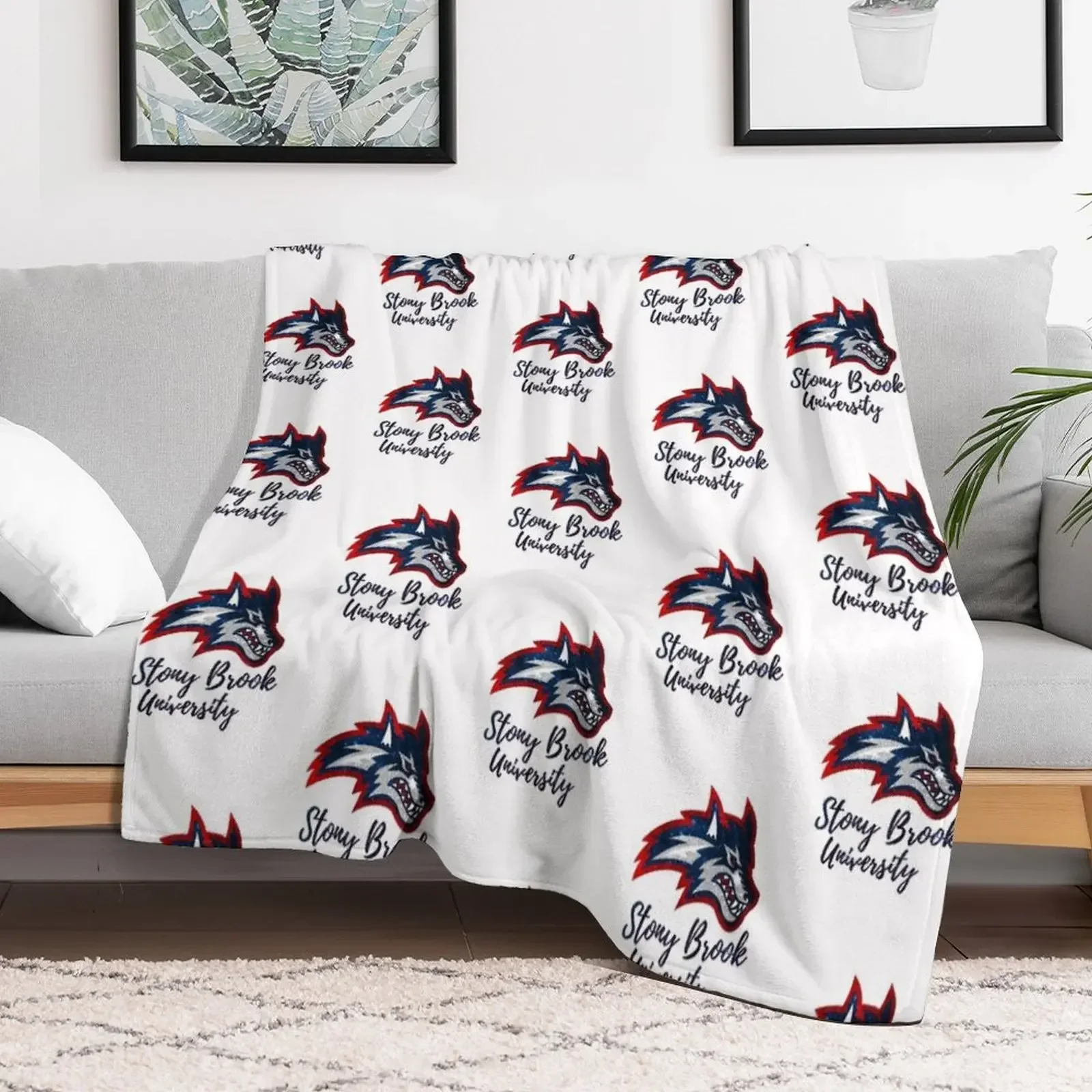 Glitter Stony Brook University Throw Blanket Nap Plush Blankets