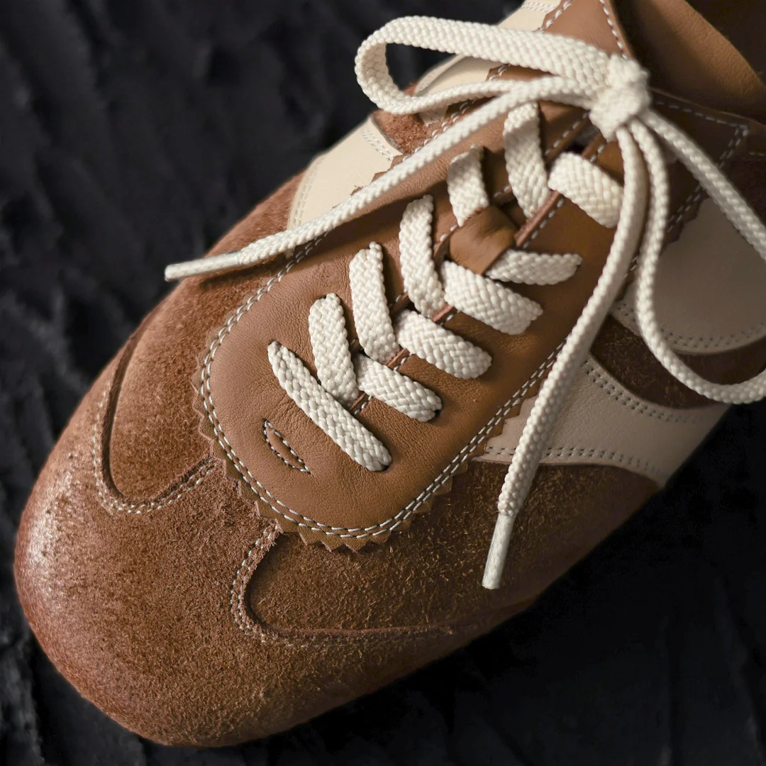 2025 Spring new women\'s genuine leather mix color patchwork lace-up flats sneakers leisure soft comfortable female walk shoes