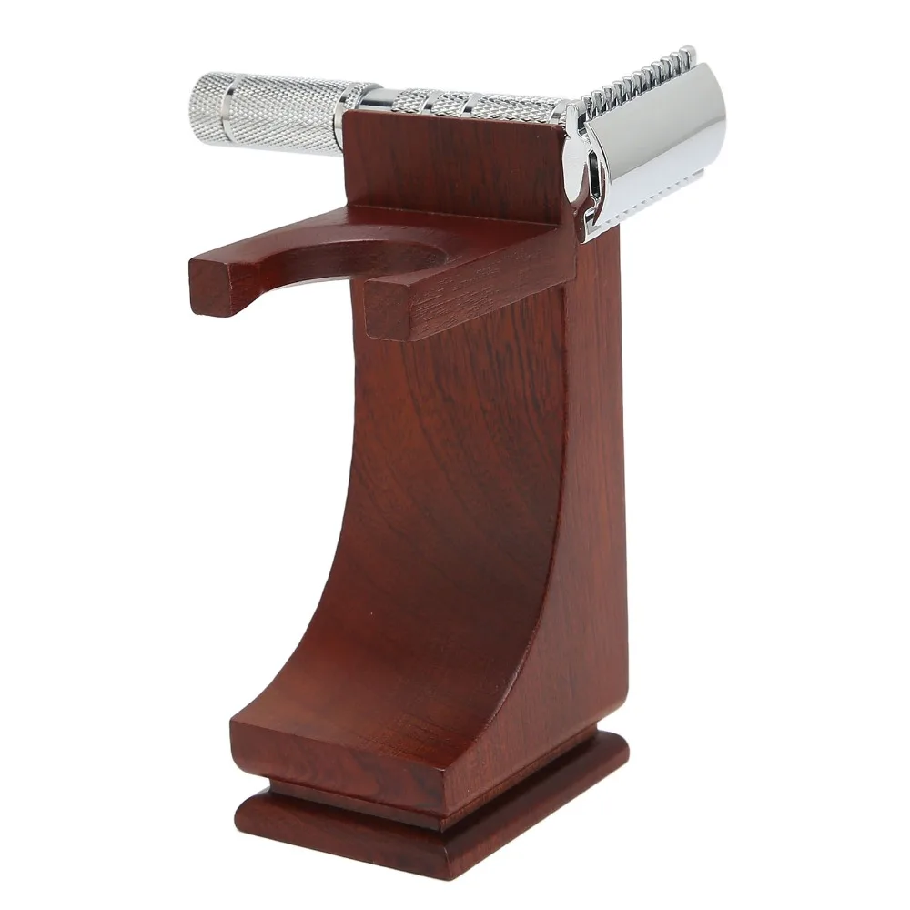 Wood Razor Shaving Brush Holder Stand Wine Red Height 12cm Bathroom Shaving Tool Storage Rack Non-slip Beard Brush Base