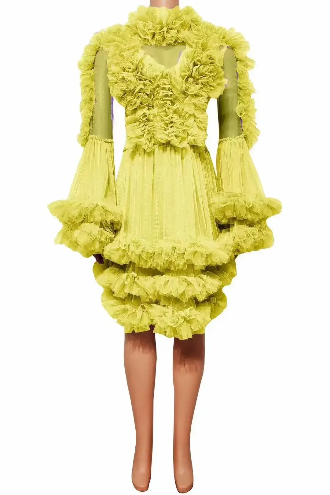 Mesh Dress For Women Dance Singer Stage Wear Cheerleading Las Vegas Long Sleeve Drag Queen Outfit Black Pink White Sheer Dressy