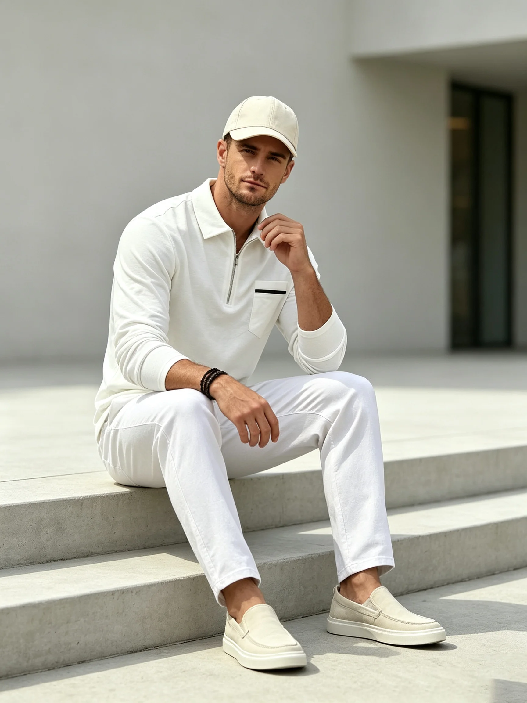 Men's Long Sleeve Polo Shirt Quarter Zip Casual Business Solid Color Pocket Pullover Tops Spring Fall view 6