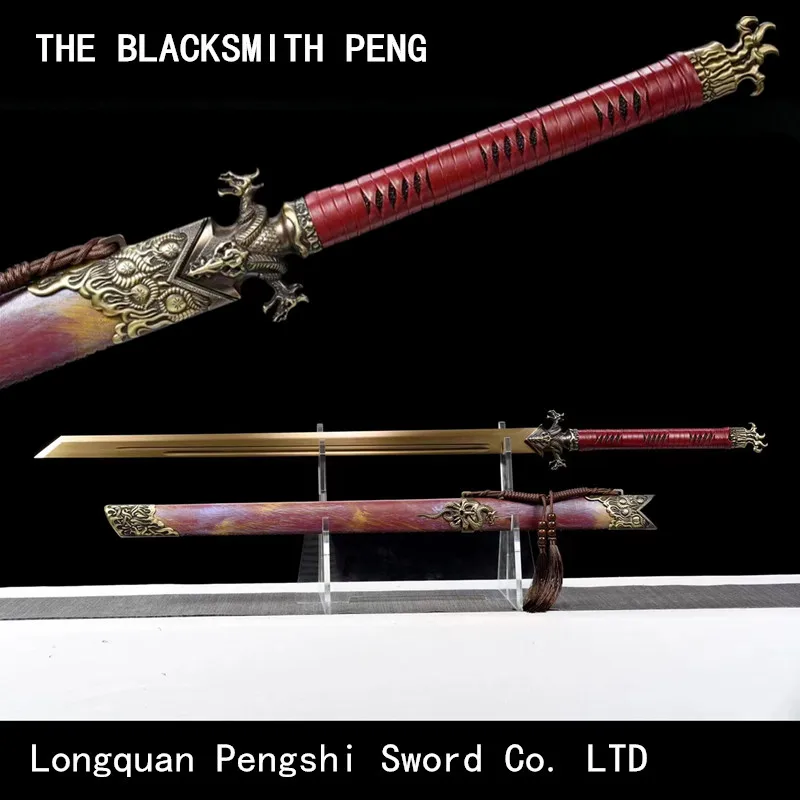 Golden Tang sword Manganese steel hand forged baked gold/Chinese Home decor collection Han swords/Japanese Toyo sword/Katana