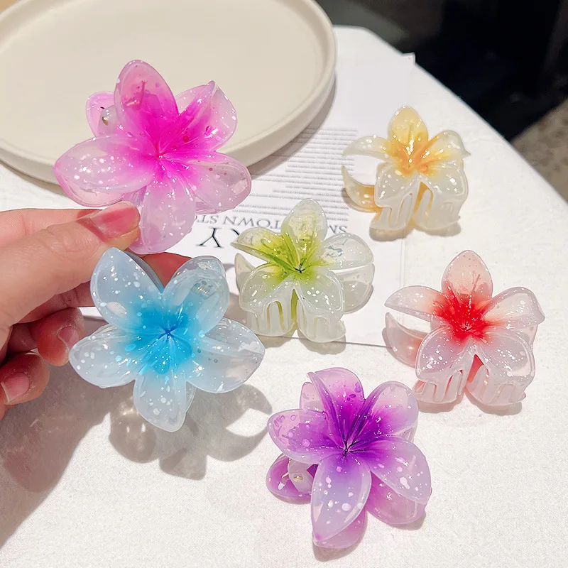 Korean  Flower Hair Claw Clip For Girls Women Travel Seaside Holiday Hairpin Styling Hair Clip Crab Fashion Hair Accessories