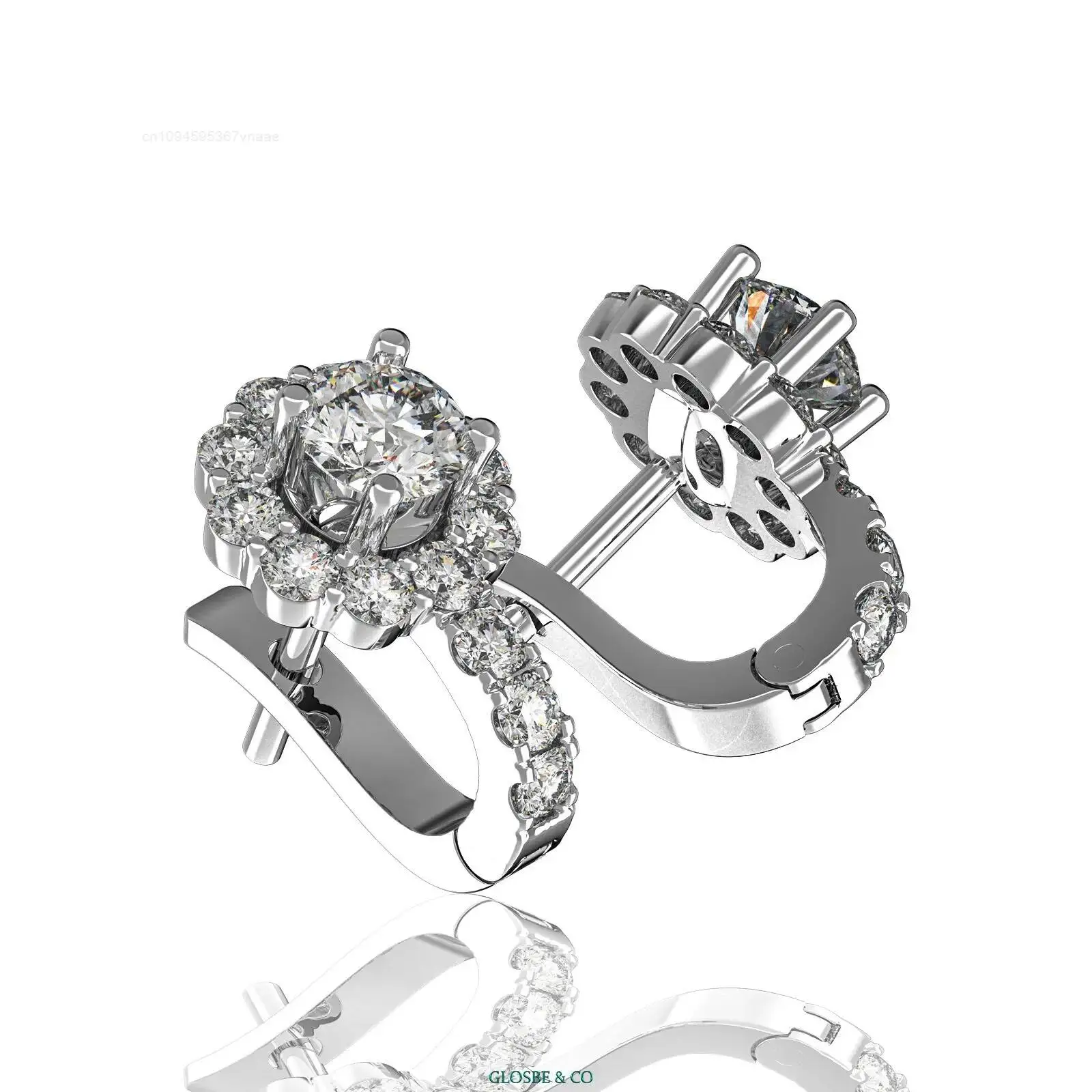 

Wholesale Jewelry Moissanite Diamond Halo Hoop Earrings 5mm Customized Design Supplier Glosbe & Co OEM ODM Accepted