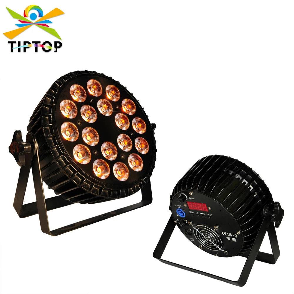 

TIPTOP TP-P64 250 Вт литой алюминий 18x18 Вт плоский Led Par Светильник не водонепроницаемый вентилятор дуя 3 Pin XLR разъем синий разъем питания CE ROHS