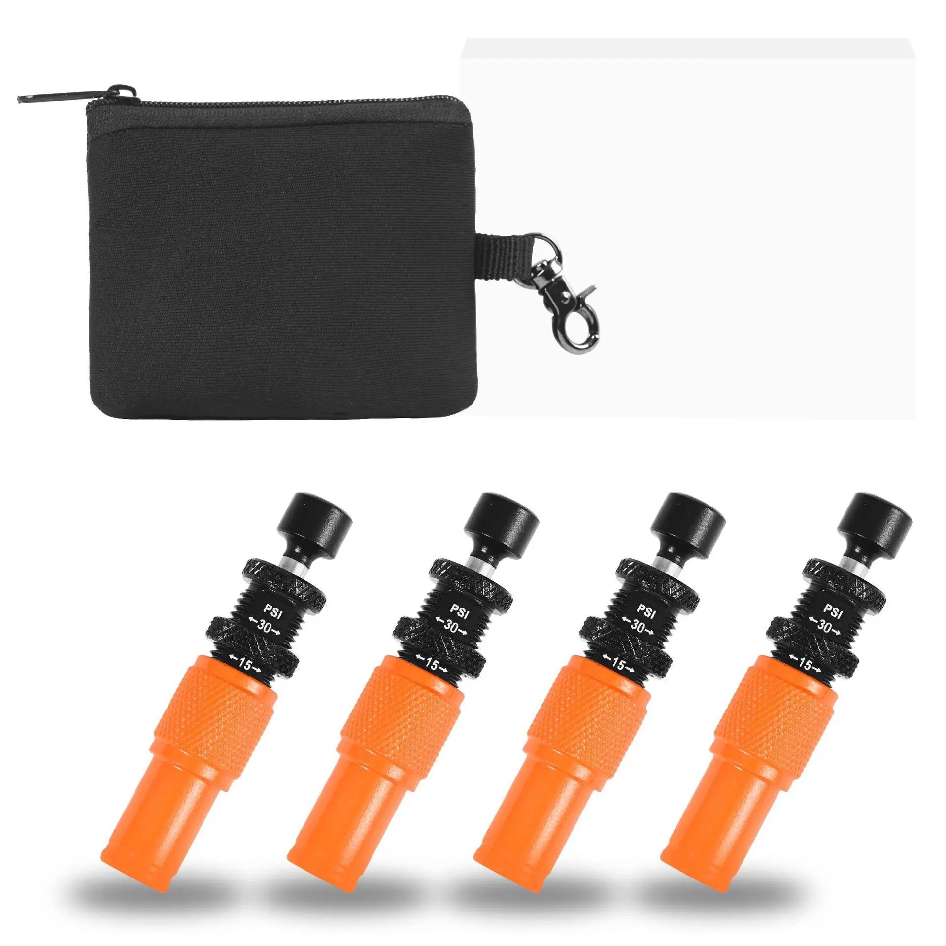 4PCS Adjustable Auto Stop Tire Deflator Valve 10-30PSI Offroad 4X4 Tire Air Down Deflation Tool with Storage Bag