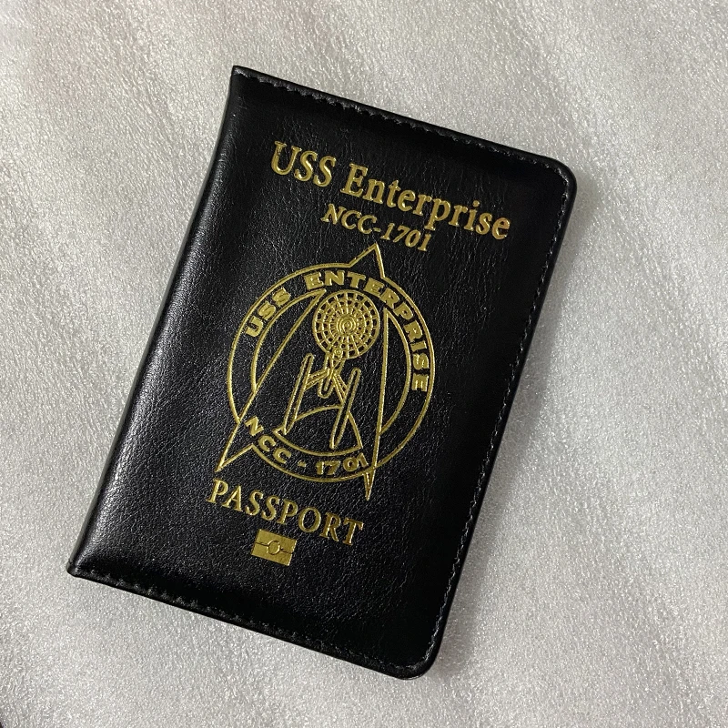 Funda de cuero Pu para pasaporte, billetera de viaje, soporte para pasaporte, NCC-1701