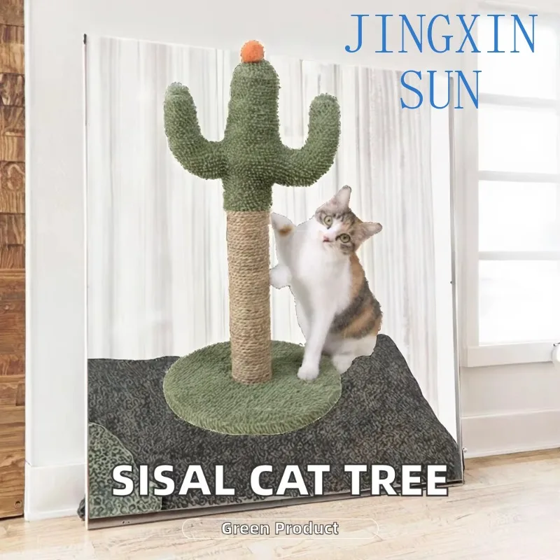 Customizable new sisal cat scratch sticker classic style cat tree with baseplate tunnel and carton packaging