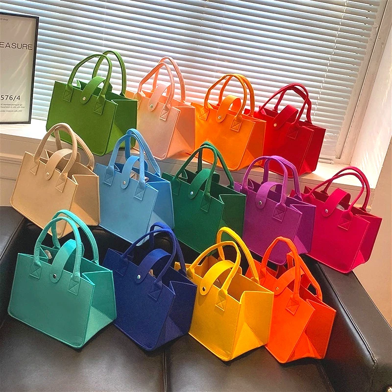 Solid Color Multi Button Tote Bag, Fashionable Casual Tote Bag, Reusable Shopping Gift Bag for Women's Daily Bento Storage