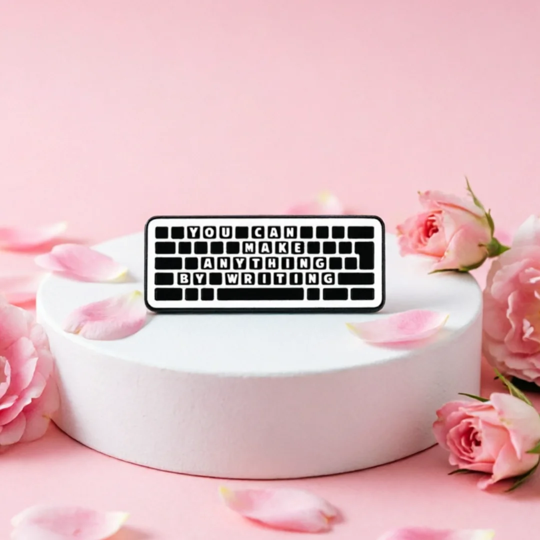 nspirational Writing Quote Enamel Brooch Keyboard Text Lapel Pin Metal Badge Accessory For Writers Readers