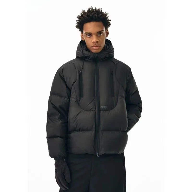 معطف شتوي جديد لعام 2025 من القطن بقلنسوة للرجال والنساء بلون سادة قصير فضفاض مناسب ملابس خارجية غير رسمية سترة دافئة وسميكة للرجال #2