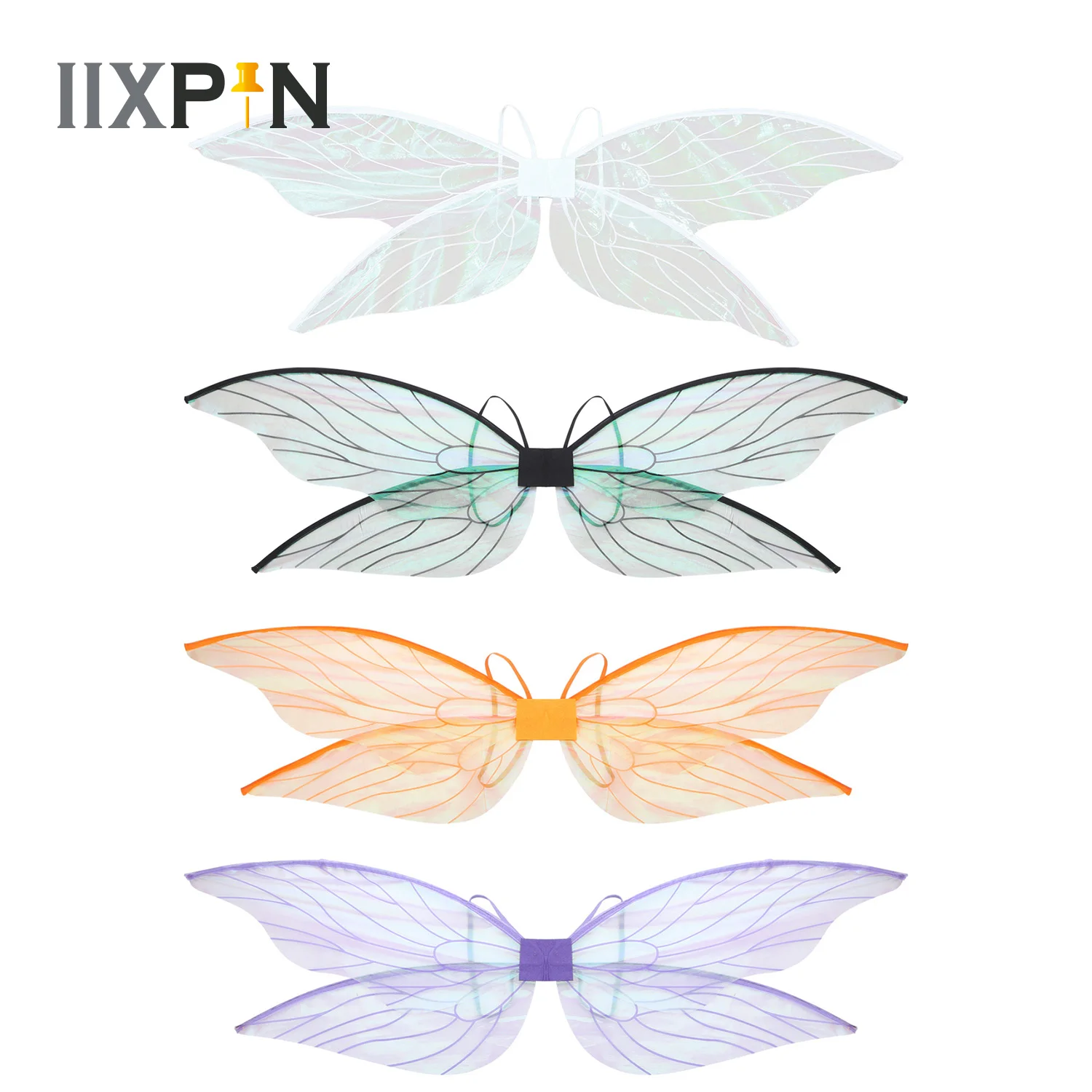 Women Girls Cicada Wings Dragonfly Elf Wings Fairy Halloween Cosplay Costume Festive Party Masquerade Props Dress Up