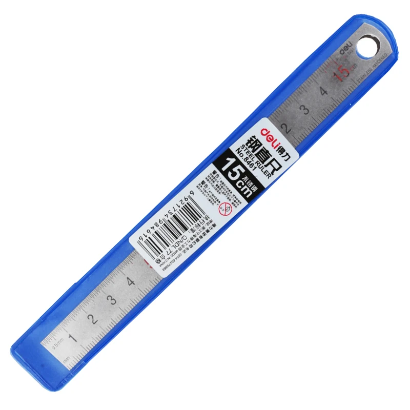 Deli 8461 Steel Straight Ruler 15cm Steel Ruler for Students Exam Study Accurate Calibration Rulers 960pcs Per Carton Set