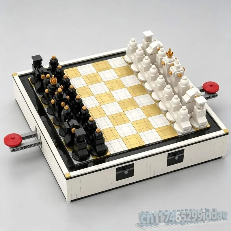 1682PCS Luxury Storage Drawer International Chess Set Custom Table Game Model Creative Building Blocks Assembly Educational Gift