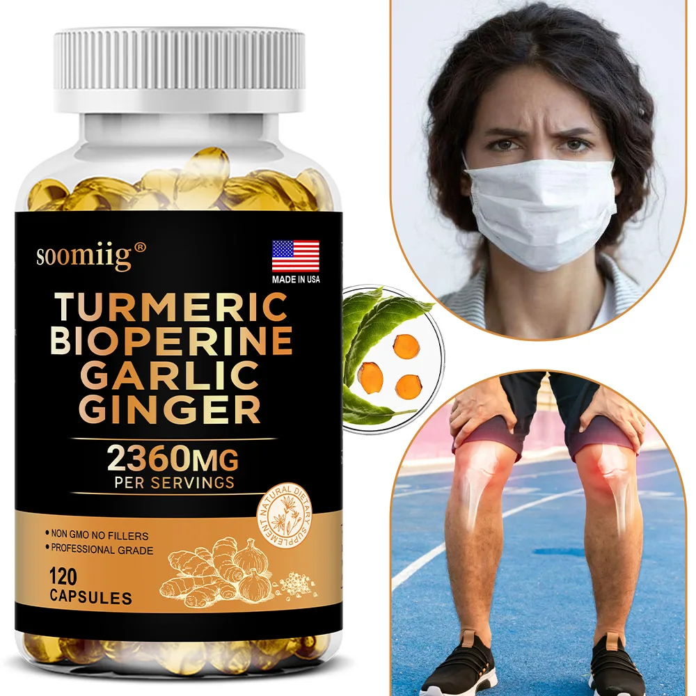 Turmeric Ginger Supplement with Piperine 2360 Mg with Garlic Comfort Digestive & Immune Nutrient Supplement Calcium Gluten Free