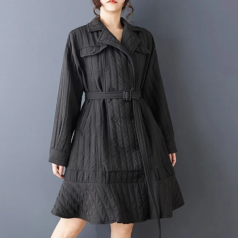 Quilted Blazer Jacket Dress Women Spring Autumn Loose Fit Dark Trendy Design Padding Personalized Dress Coat Women Robe w1809