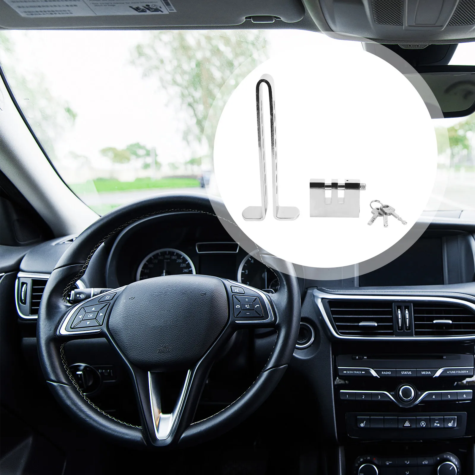 

Замок-фиксатор педали тормоза для автомобиля, стальной, с 7 отверстиями, регулируемый, для легковых автомобилей, малотоннажных грузовиков, внедорожников, с 3 запасными ключами