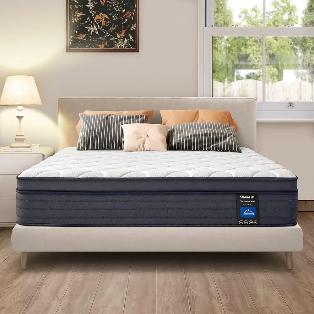 Matelas hybride en mousse à mémoire de forme, matelas avec isolation de mouvement et instituts de pression, matelas à ressort de poche dans une boîte, King Size, 12 po