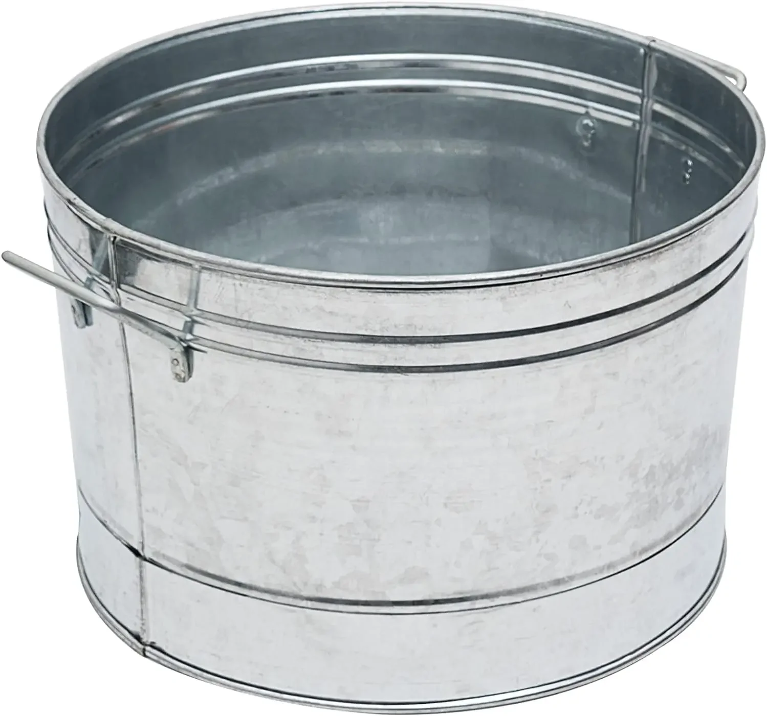 

Round Galvanized zinc Coated tub with Two Side Handles Container for firewood Flowers or a Vegetable, Weather Resistance