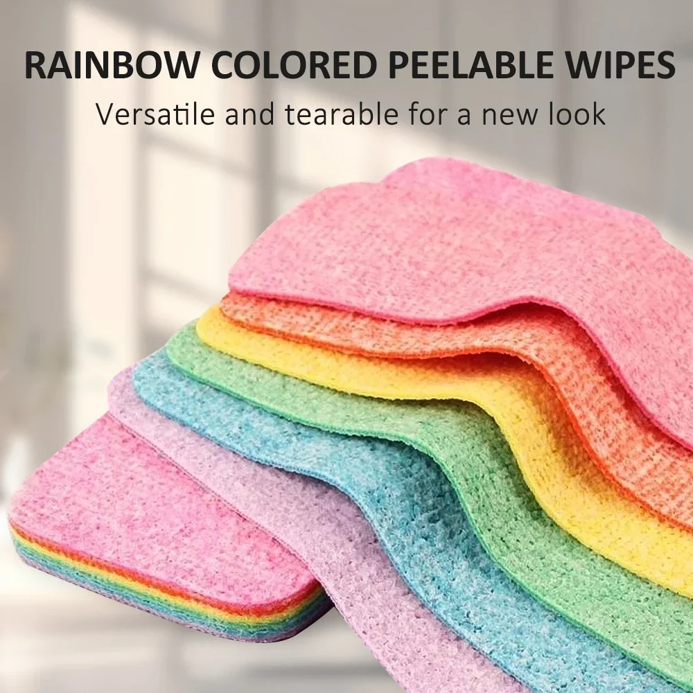 Rainbow Color Fiber Tearable Water-Absorbing Rag Car Cleaning Kitchen Utensils Goods Dishcloth Scouring Pad Towels