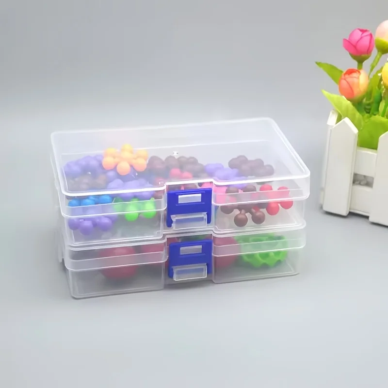 Transparent storage box with lock clasp, rectangular storage box, parts box, large storage space, PP plastic