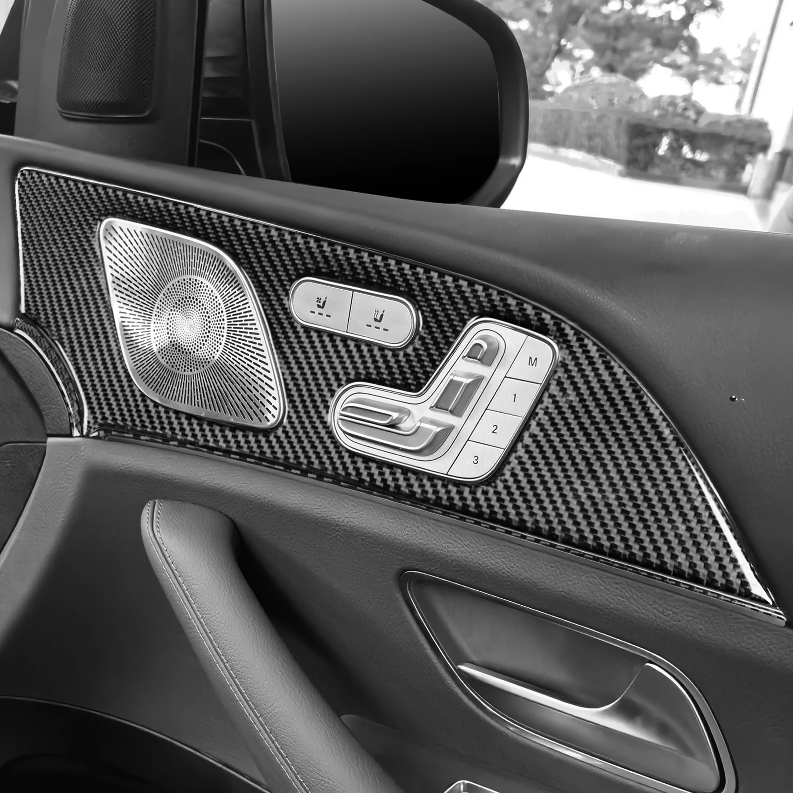 For Mercedes-Benz GLE W167 2019-2024 Front door seat adjustment Decorative Trim Soft Carbon Fiber Car Internal Accessories