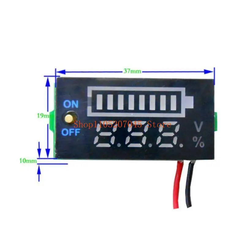 Voltmeter Digtal USB Ganda 37cd dengan Pengukur Indikator Kapasitas Baterai Asam Timbal Sakelar