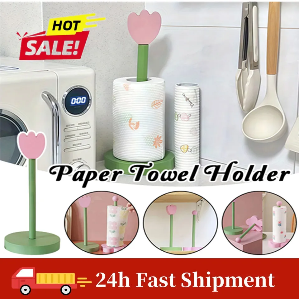 

Ornaments Wooden Flower Roll Paper Rack INS Rolls Storage Tulip Towel Holder Space Saving Creative Napkins Rack Toilet New