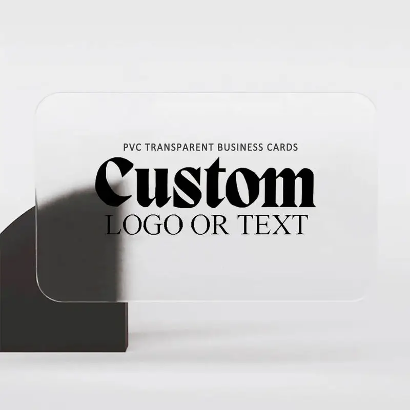 PVC Transparent Business Cards (100pcs) - Custom Logo/Text | Clear Sleek Design | Professional Branding Cards