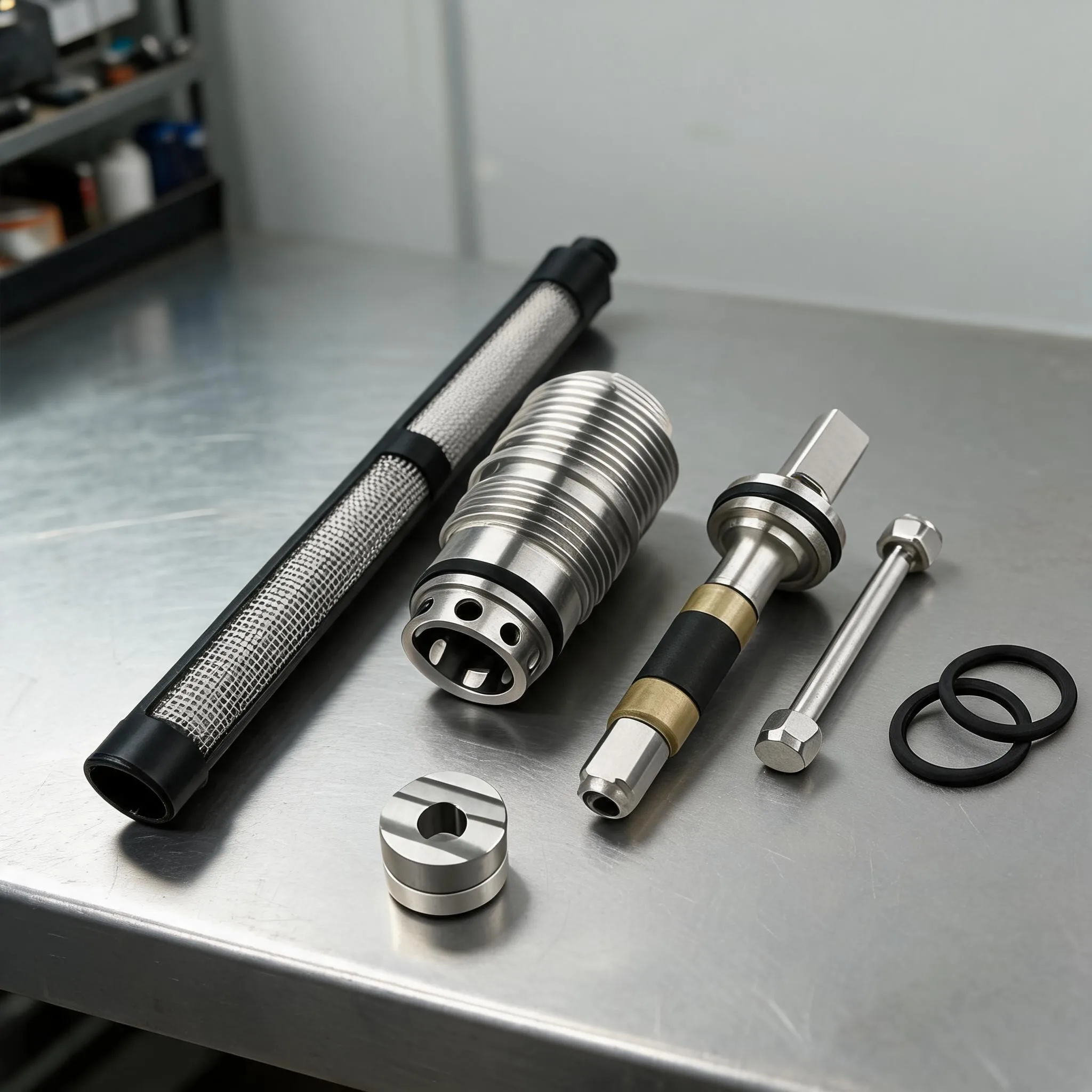 Stainless Steel Airless Spray Repair For Kit Featuring Sealing Rings and Filtration Mesh for High-Pressure Spray Systems