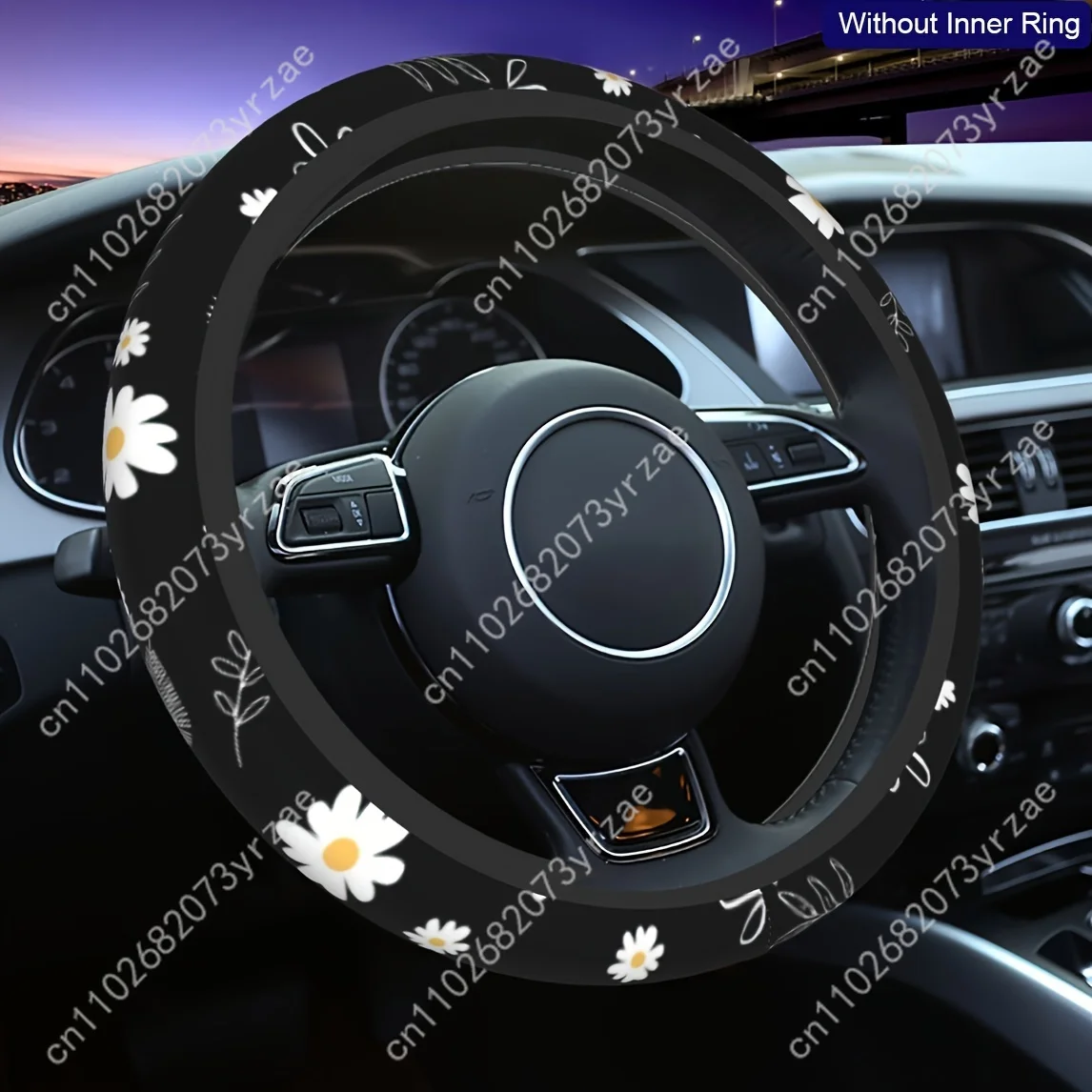 

Daisy Leaves Car Steering Wheels Cover Universal Type Environmental Friendly Comfortablenon-slip Breathable Steering Wheel Wrap