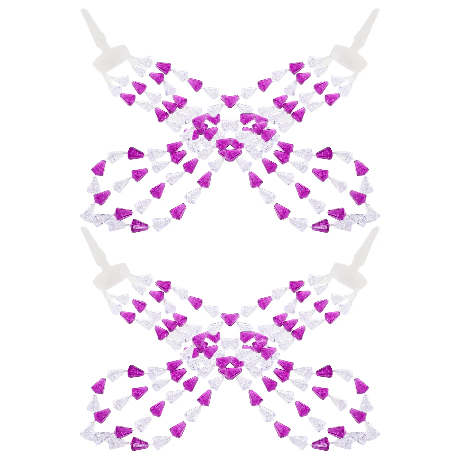 

2 Pairs Bike Handlebar Tassels White Purple Rhinestone Beaded Streamers Bicycle Decoration Scooter Tricycle