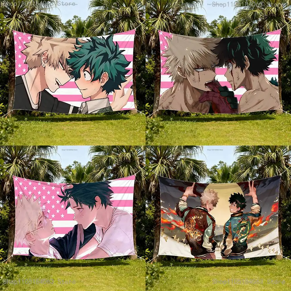 

Katsuki Bakugo Izuku Midoriya Lgbt Flag Tapestry Banner For Bedroom Outdoor Living Room Restaurant Bar Wall Decor Party