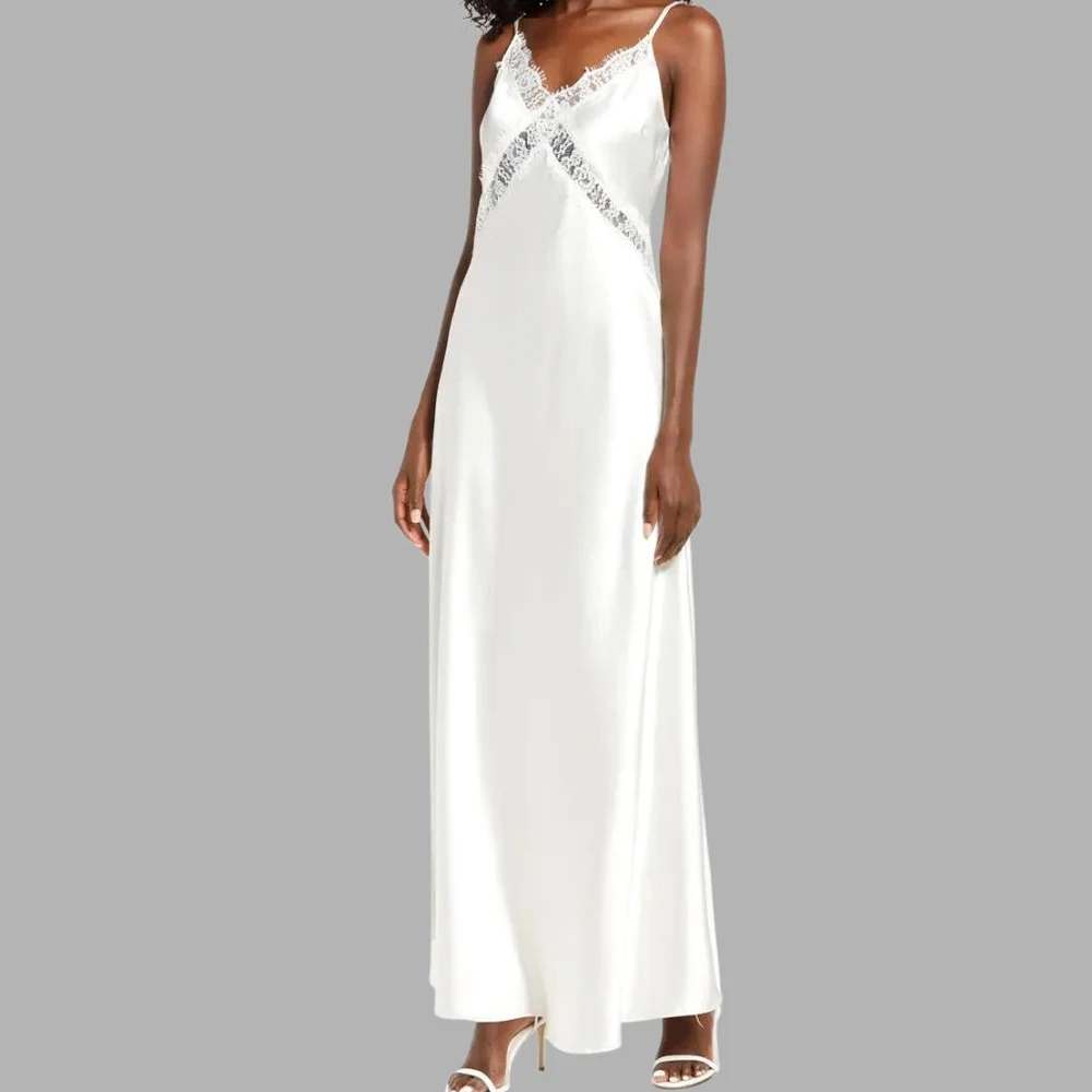 

Sexy Straight White Ankle Length Evening Dress Simple V Neck Spaghetti Straps Jersey Sleeveless Pleats Appliques Saudi Arabia