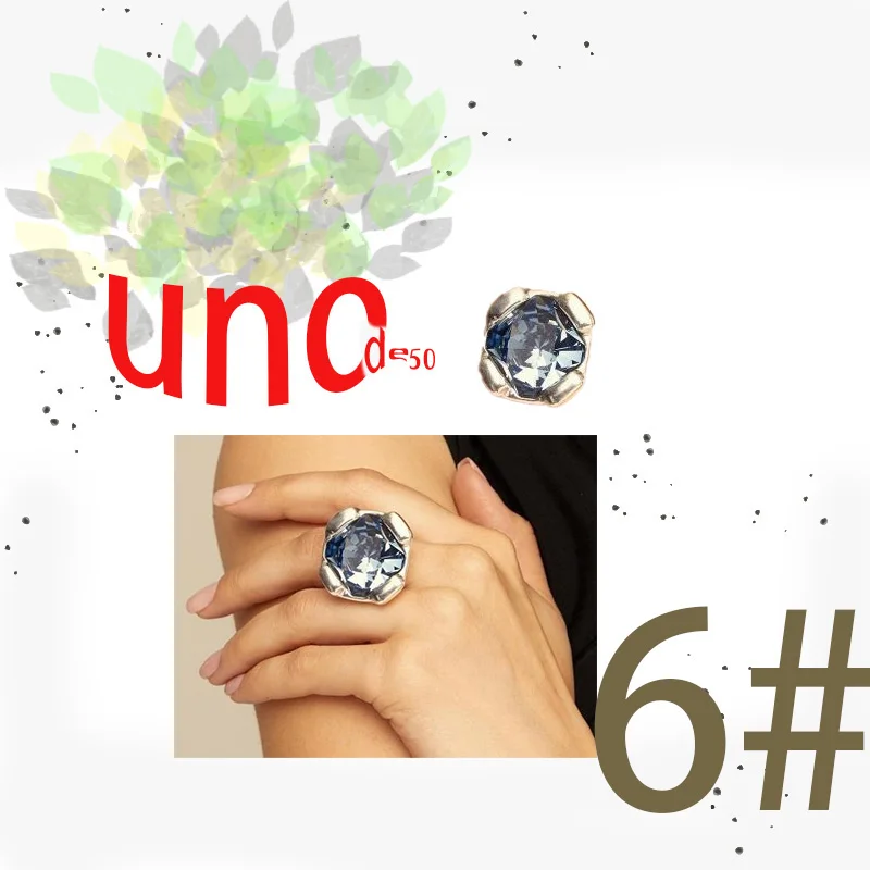 2023 new UNOde50 European and American best-selling trend blue crystal ring couple girlfriends retro romantic gift