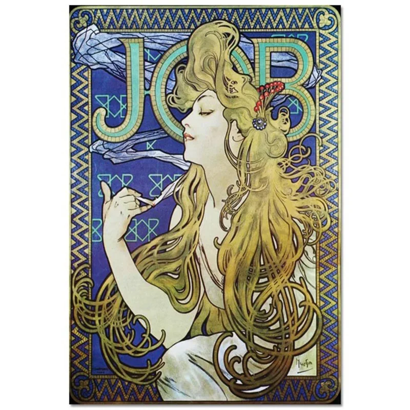 Vintage Alphonse Mucha Tin Sign Vintage Metal Decorative Wall Plates Sexy Girls Pin Up Signs Art Tin Plaques Bar Home Decoration