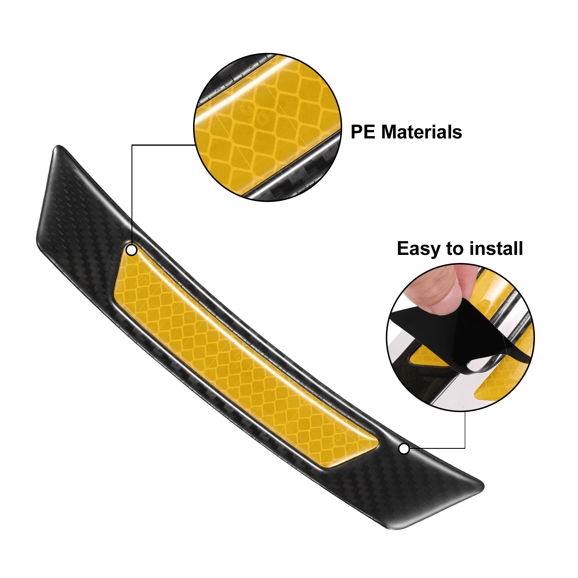 Uxcell-ملصق عاكس لعجلة السيارة ، 2 قطعة ، نمط ألياف الكربون ، علامة جانبية ، مضاد للتصادم ، ملصق عالمي