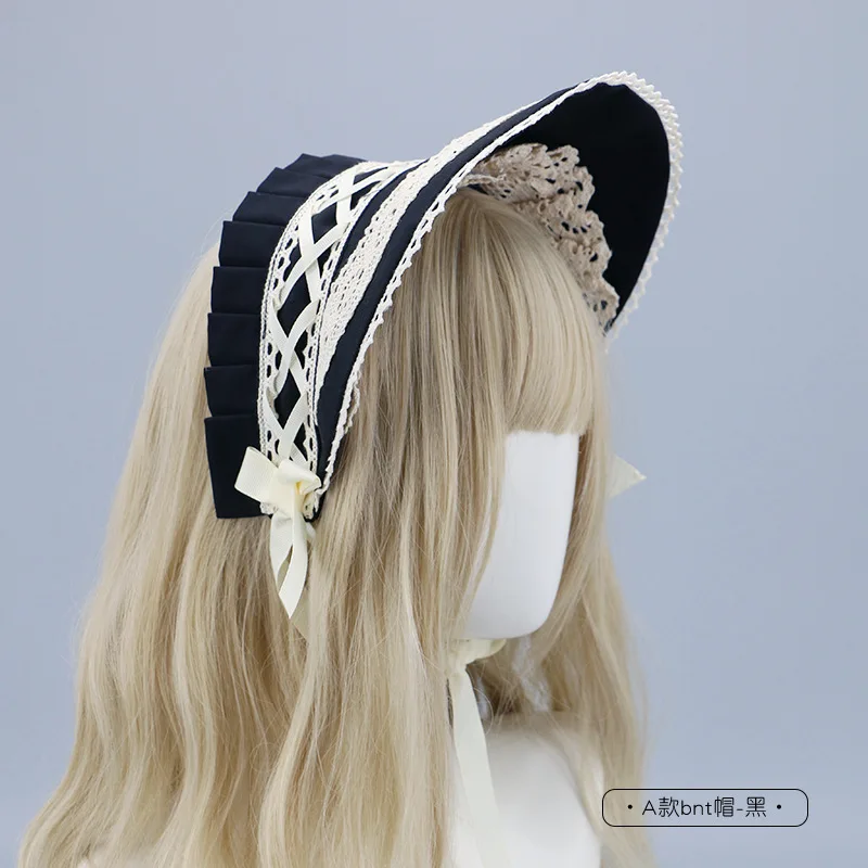 Lolita Bonnet Victorian Headpiece Mori Girl Lolita Hat Gorgeous Elegant Tea Party Flat Cap Pastorale Style Lace Hat Bnt Cosplay