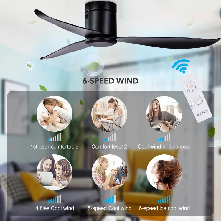 Modern Minimalist 48 Inch 52 Inch 3 ABS Blades Energy Saving Electric Ceiling Fan With Remote Control