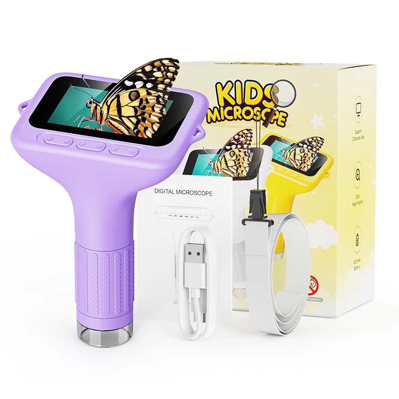 

3.0" HD IPS Digital Microscope for Kids 1000x Portable Handheld Microscopes With 8 LED Christmas Birthday Gifts For Boys Girls