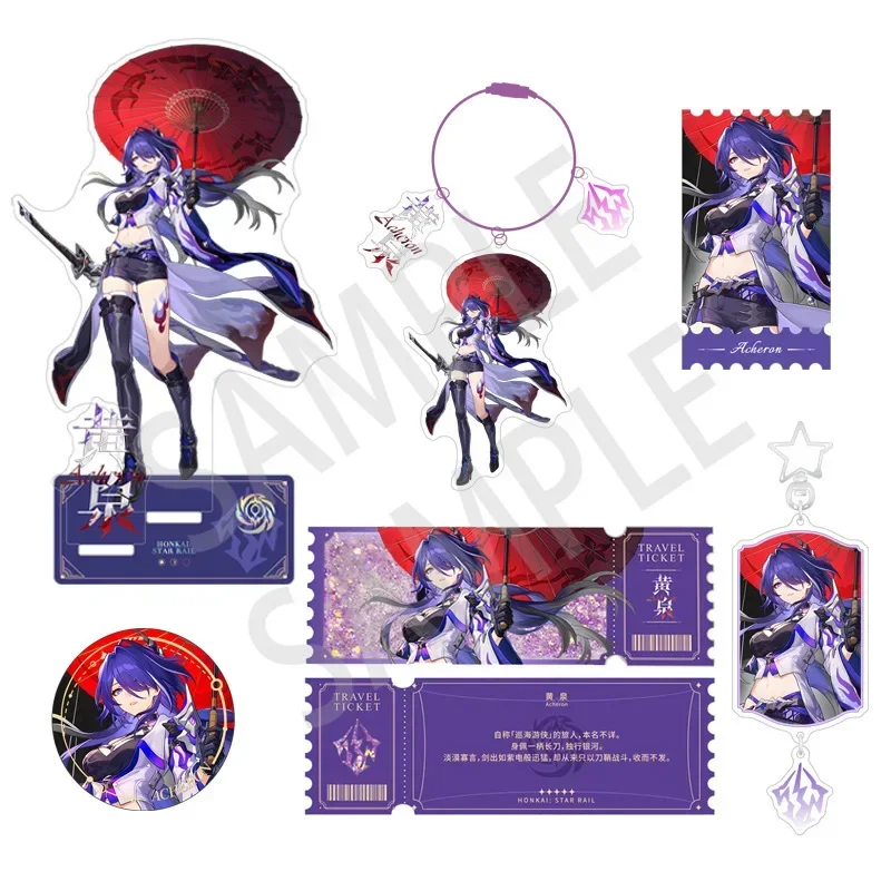 

Honkai: Star Rail Acheron Peripheral Quicksand Ticket Root, Bar Stand Sign Keychain, Double-sided Laminated Acrylic Pendant Toy