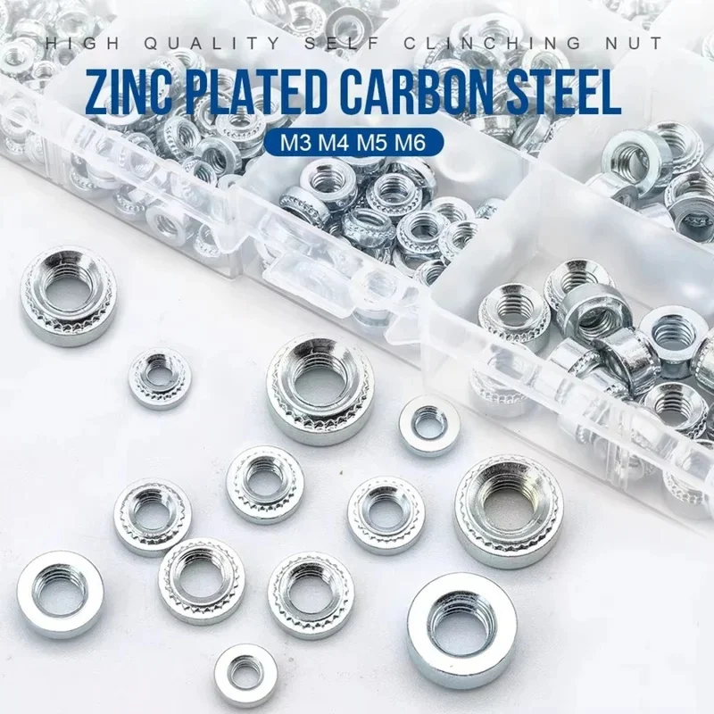 450pcs self clinching nut zinc plated steel M3 M4 M5 M6 PEM rivet nut pressure riveting nut assortment kit