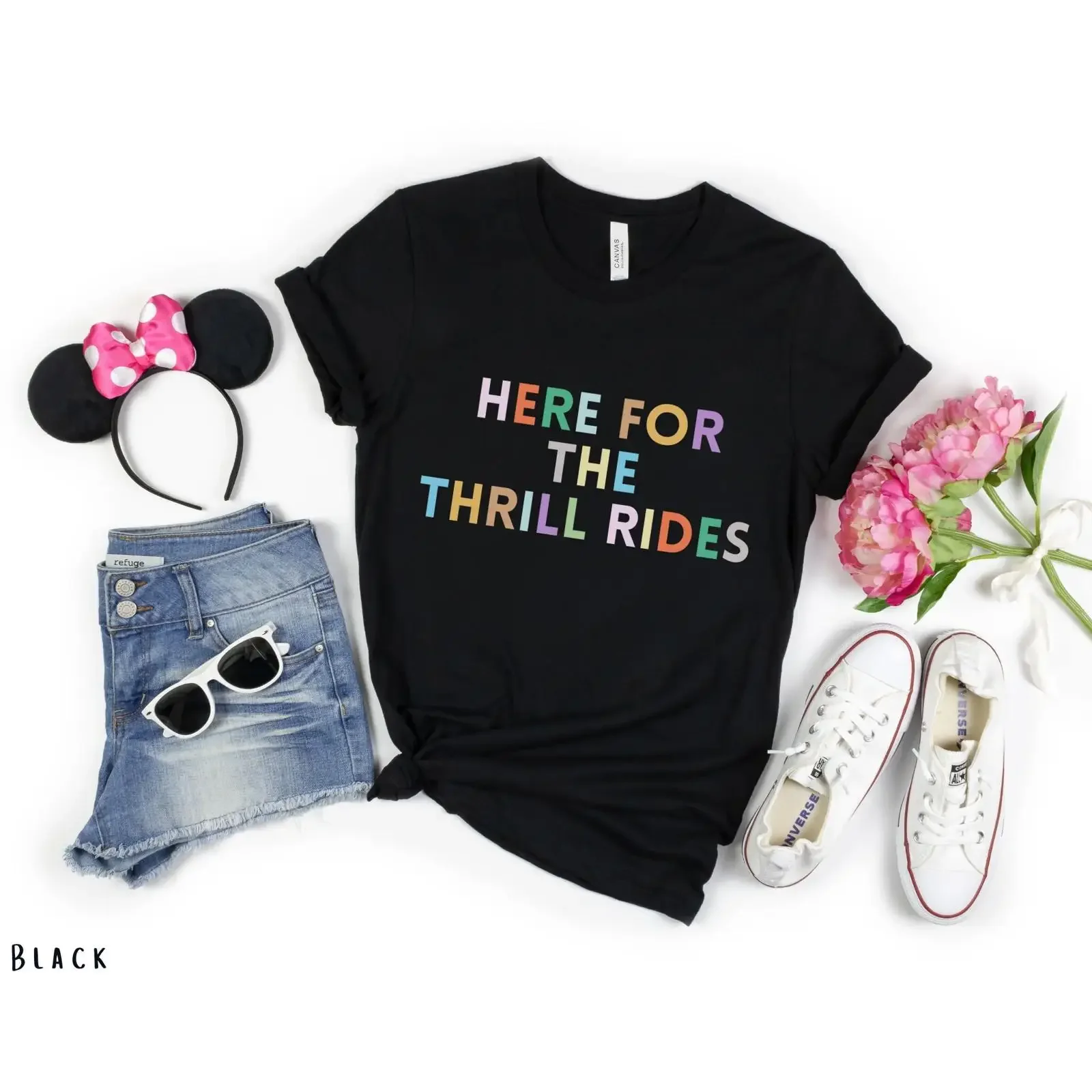 Here For The Thrill Rides T Shirt Theme Park Fan Amusement Roller Coaster Lover  vintage Washed Versatile Comfortable fashion