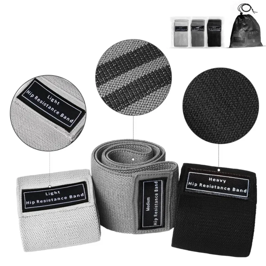 Faixas elásticas de resistência de tecido para glúteos e coxas perfeitas para agachamentos, treinos de quadril e espólio, ioga e academia, fitness