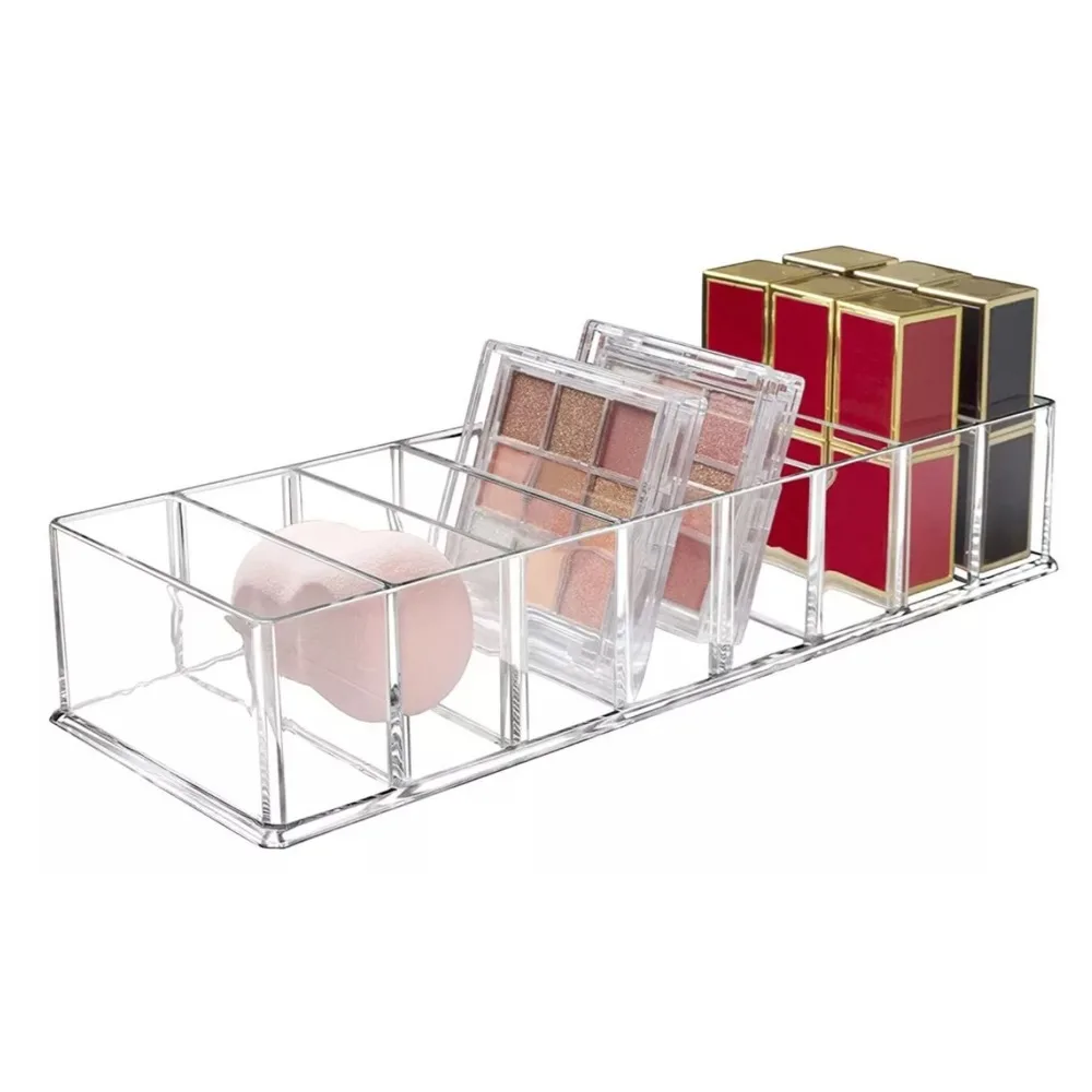 Clear Makeup Organizer 8 Compartments Plastic Acrylic Makeup Stand Multi-Functional Eyeshadow Palette Organizer Vanity