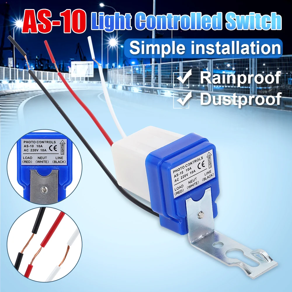 Sensor de interruptor de Control de luz de fotocélula de encendido y apagado automático CA 220V 10A Sensor de interruptor eléctrico controlador de farola al aire libre