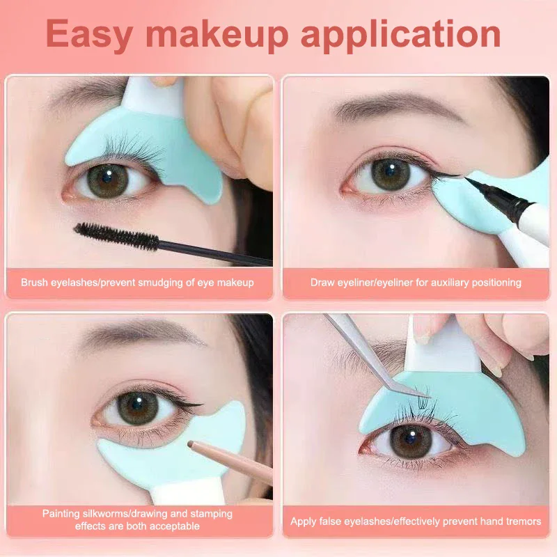 5 stuks eyeliner sjabloon oogmake-up tool mascara siliconen borstel oogmake-up hulp schild applicator multifunctionele wimperstopper