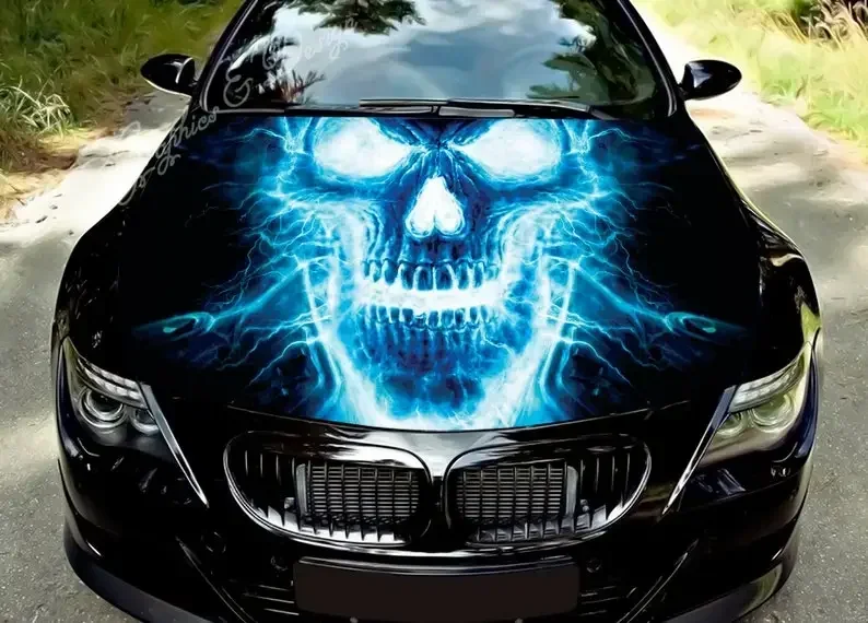 

Наклейка на капот автомобиля, винил, наклейка, графика, наклейка на пленку, наклейки на грузовик, графика на грузовик, наклейка на капот, череп, молния, синий, ele
